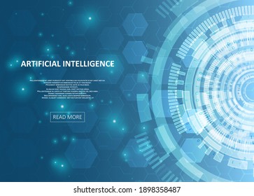 Artificial Intelligence illustration. Abstract technology circles. Data transfer concepts in internet. Graphic concept for your design