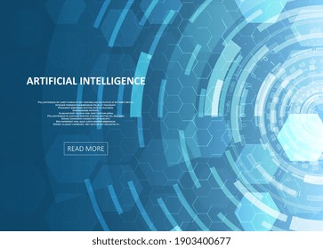 Artificial Intelligence illustration. Abstract technology circles. Data transfer concepts in internet. Graphic concept for your design