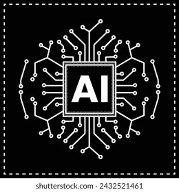 Artificial Intelligence illustration black and white