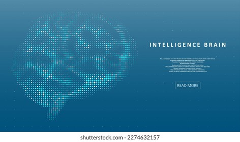 Artificial Intelligence illustration of brain. Machine learning concept. Particles liquid dynamic flow. Graphic concept for your design