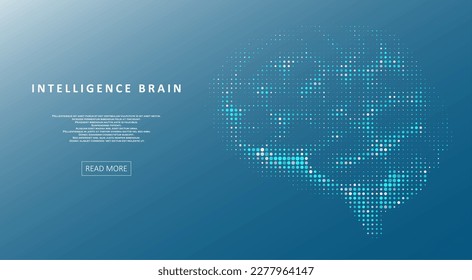 Ilustración de inteligencia artificial del cerebro. Concepto de aprendizaje automático. Flujo dinámico líquido de partículas. Concepto gráfico para su diseño