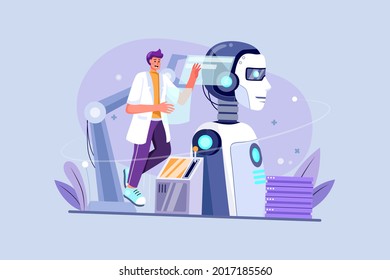Artificial Intelligence Illustration concept. Flat illustration isolated on white background.