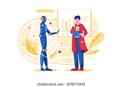 Concepto de Ilustración de Inteligencia Artificial. Ilustración plana aislada en fondo blanco.