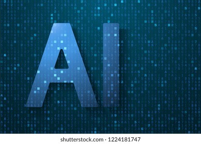 Artificial intelligence illustration. Digital computer code. Data transfer concepts in internet. Graphic concept for your design.