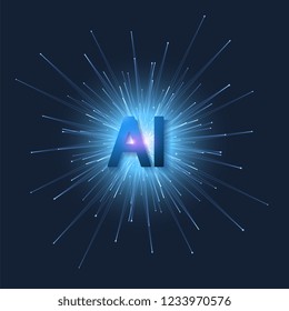 Artificial Intelligence illustration. Artificial intelligence and machine learning concept. Neural networks modern technologies.