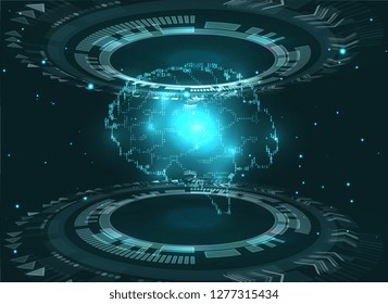Artificial Intelligence illustration. Artificial intelligence and machine learning concept. Digital computer code. Data transfer concepts in internet