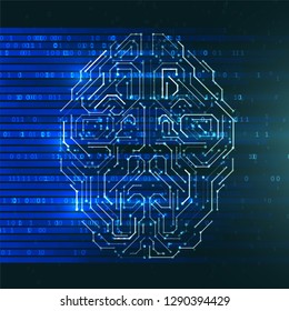 Artificial Intelligence illustration. Artificial intelligence and machine learning concept. Digital computer code. Data transfer concepts in internet