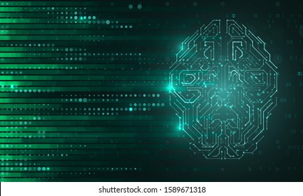 Artificial Intelligence illustration. Artificial intelligence and machine learning concept. Digital computer code. Data transfer concepts in internet.