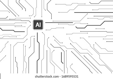 Artificial Intelligence illustration. Artificial intelligence and machine learning concept. Abstract circuit board. Digital innovation background