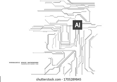 Artificial Intelligence illustration. Artificial intelligence and machine learning concept. Abstract circuit board. Digital innovation background