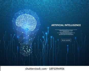 Artificial Intelligence illustration. Artificial intelligence and machine learning concept. Digital computer code. Data transfer concepts in internet.