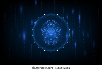 Artificial Intelligence illustration. Artificial intelligence and machine learning concept. Digital computer code. Data transfer concepts