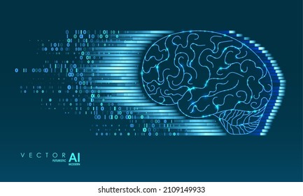 Artificial Intelligence illustration. Artificial intelligence and machine learning concept. Digital computer code. Data transfer concepts in internet.