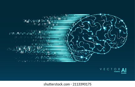 Artificial Intelligence illustration. Artificial intelligence and machine learning concept. Digital computer code. Data transfer concepts in internet.