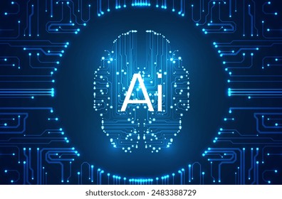 Artificial Intelligence illustration. Artificial intelligence and machine learning concept. Graphic concept for your design