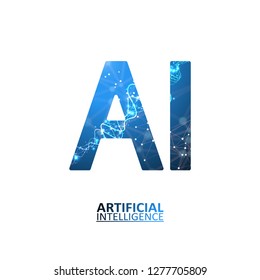 Artificial intelligence illustration. Neural networks and another modern technologies concepts. Data transfer concepts in internet. Graphic concept for your design