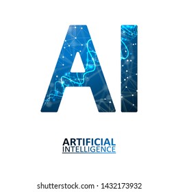 Artificial intelligence illustration. Neural networks and another modern technologies concepts. Data transfer concepts in internet. Graphic concept for your design