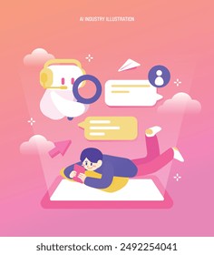 Ilustración de Ciencia de la industria de inteligencia artificial 