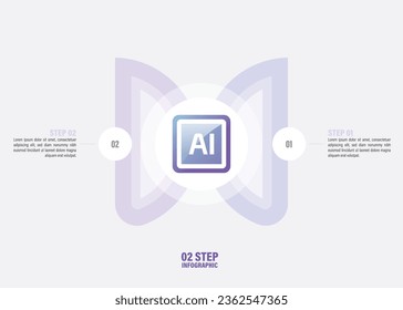 Künstliche Intelligenz Infografik 10, 8, 6, 4, 2 Stufen Kreisdesign. Maschinelles Lernen, Algorithmus, tiefes Lernen, Schritte für neuronale Netzwerkvorlagen