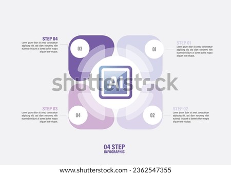 Artificial Intelligence Infographic 10, 8, 6, 4, 2 steps circle design. Machine learning, Algorithm, Deep learning, Neural network template steps
