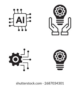 Ícones de inteligência artificial e inovação