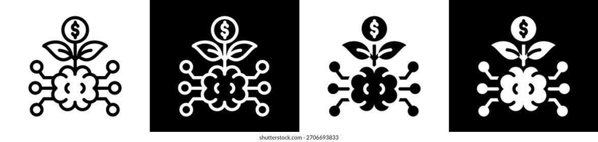 Artificial Intelligence Investment icon Set In Black And White Filled Style Collection