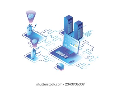 Artificial Intelligence Isometric Concept Landing Page