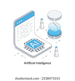 Artificial Intelligence isometric stock illustration Eps 10 File