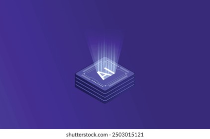 Artificial Intelligence, Isometric Vector banner for AI, Deep Learning, Machine Learning, and Technological Digital Brain Concepts,isometric banner,AI isometric, AI learning machine, ai icon.