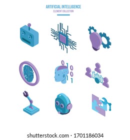 Artificial Intelligence Isometric vector Set