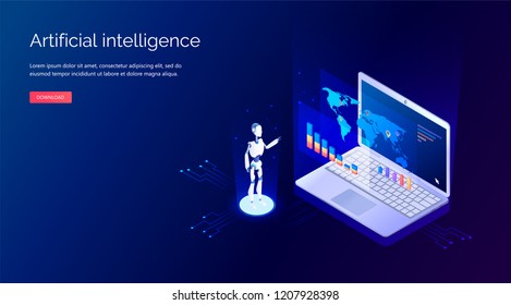 Artificial intelligence isometric vector template illustration