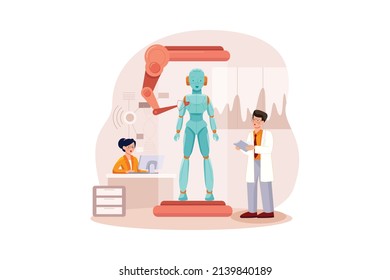 Artificial intelligence laboratory Illustration concept. Flat illustration isolated on white background.