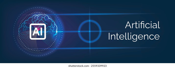 Artificial Intelligence landing page. AI concept web banner template vector illustration