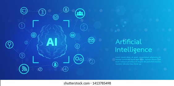 Künstliche Intelligenz-Landing-Page-Hintergrund. binärer Code, virtuelles Konzept für Web und Technologie.Vektorgrafik