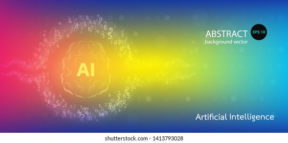 Artificial Intelligence landing page background. binary code, virtual concept for web and technology.Vector Illustration
