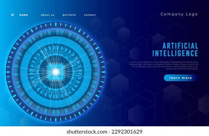 Artificial intelligence landing page template vector.