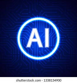Artificial Intelligence  landing page. Website template for AI technology background