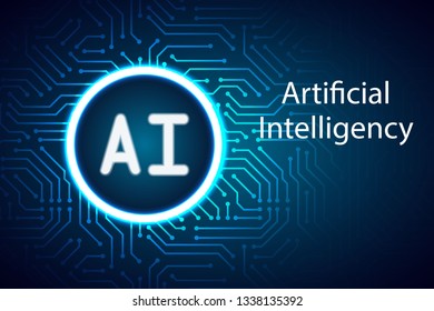 Artificial Intelligence  landing page. Website template for AI technology background