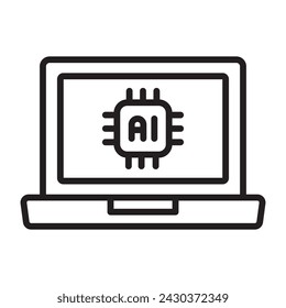 Artificial intelligence laptop ai icon. vector illustration.