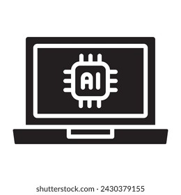 Künstliche Intelligenz Laptop KI-Symbol. Vektor-Illustration.