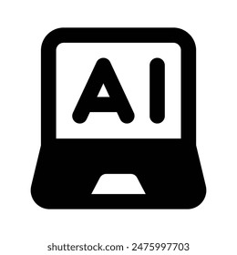 Artificial intelligence laptop icon, easy to use and download