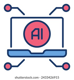 Artificial Intelligence in Laptop vector AI concept colored icon or sign