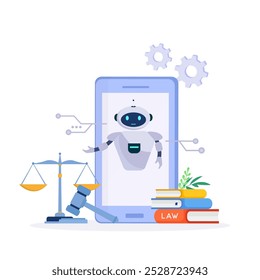 Inteligência Artificial em Direito, ilustração de design moderno plana