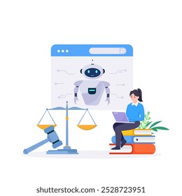 Inteligência Artificial em Direito, ilustração de design moderno plana