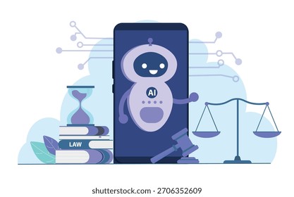 Artificial Intelligence in Law. Vector illustration