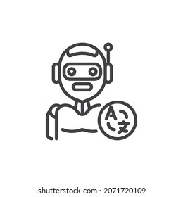 Artificial intelligence learning line icon. linear style sign for mobile concept and web design. Robot machine learning outline vector icon. Symbol, logo illustration. Vector graphics
