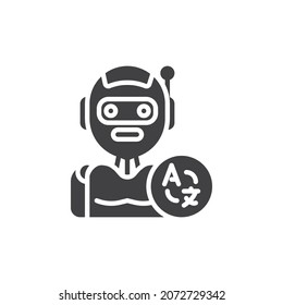 Artificial intelligence learning vector icon. filled flat sign for mobile concept and web design. Robot machine learning glyph icon. Symbol, logo illustration. Vector graphics