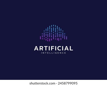 Artificial intelligence with letter A Abstract Wave lines technology Analysis logo vector design concept. AI technology logotype symbol for advance technology, tech company, identity, robot, ui, web.