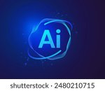 Artificial intelligence with letter AI in Abstract Technology Circle Wave Moving Analysis vector design concept. AI technology for advance technology, robotic, web, new technology, ui, business.