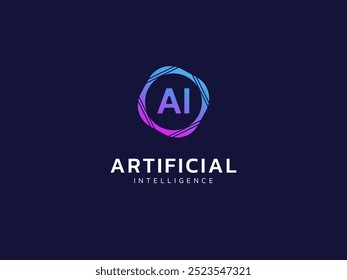 Inteligência artificial com a letra AI no conceito de design de vetor de logotipo de Análise de Tecnologia de Movimento de Círculo Abstrato. Símbolo de logotipo de tecnologia de IA para tecnologia avançada, empresa de tecnologia, identidade, ui, web